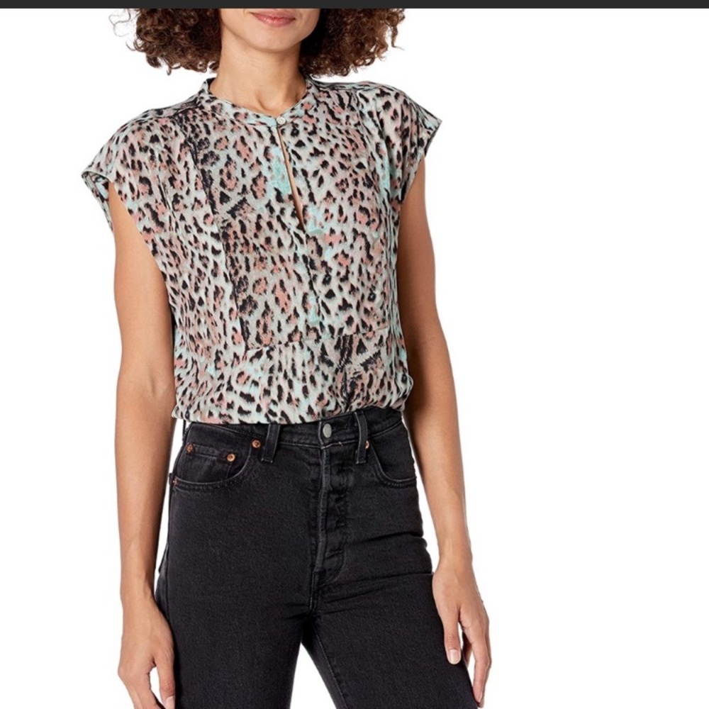 J. Crew Factory Drapey cap sleeve animal print blouse